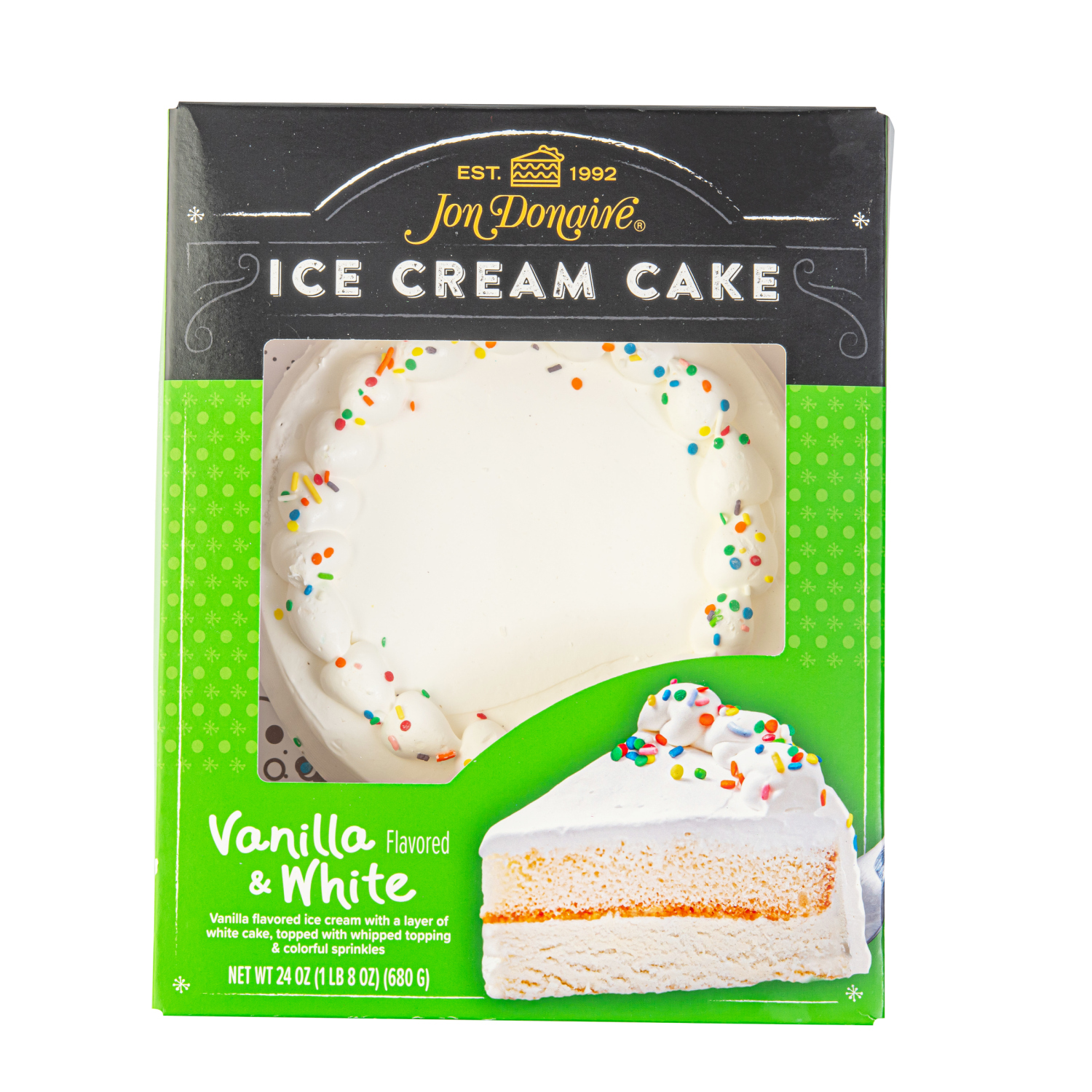 slide 1 of 2, 8" Decorated Vanilla Flavored/White Ice Cream Cake, 24 oz