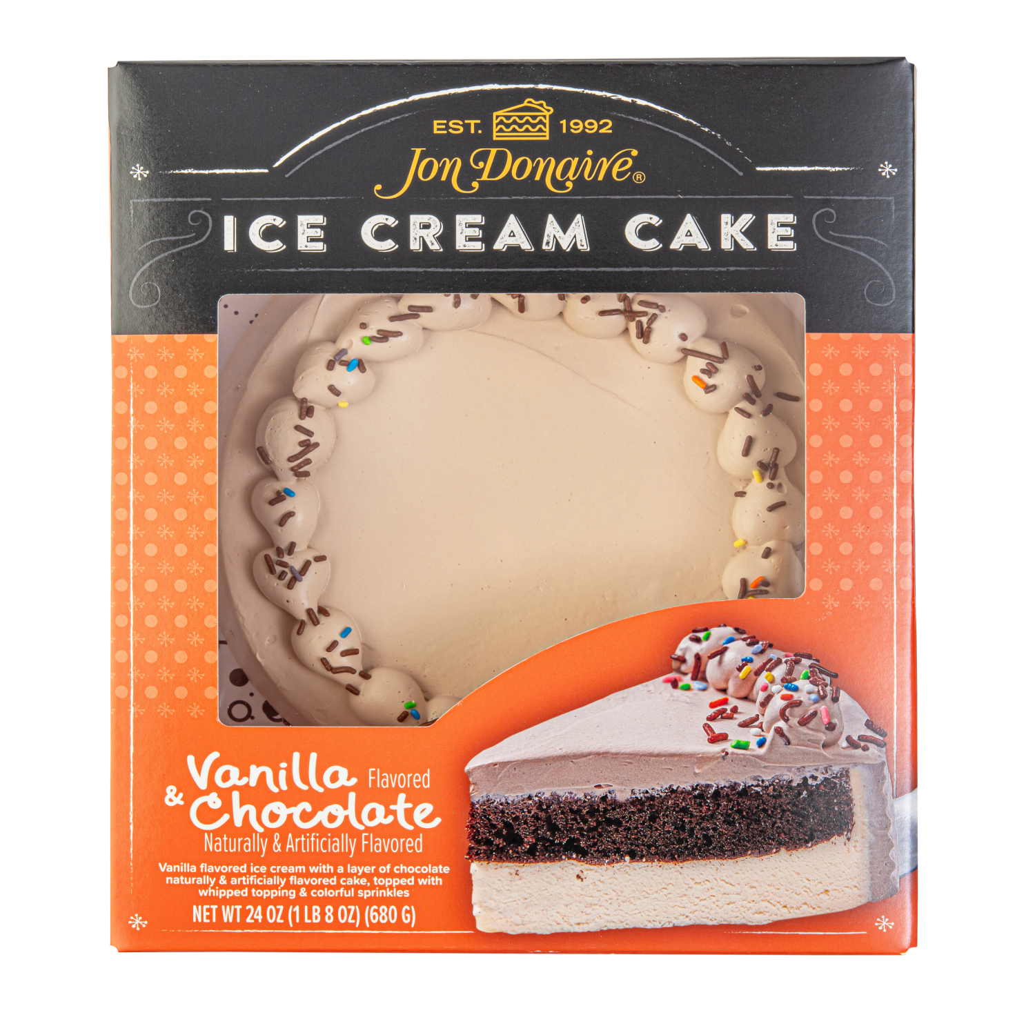 slide 1 of 2, 8" Decorated Vanilla/Chocolate Ice Cream Cake Naturally & Artificially Flavored, 24 oz