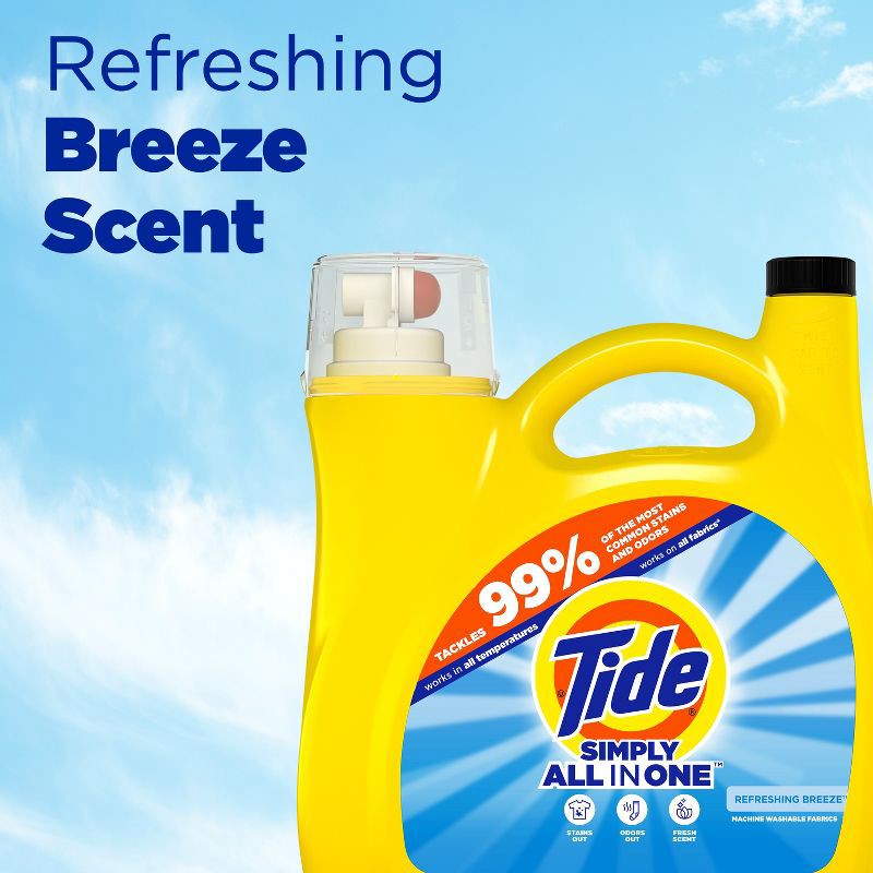 slide 4 of 10, Tide Simply Refreshing Breeze Clean & Fresh HE Liquid Laundry Detergent 89 Loads - 117 fl oz, 117 fl oz