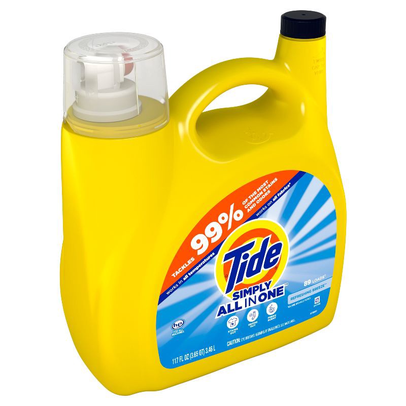 slide 8 of 10, Tide Simply Refreshing Breeze Clean & Fresh HE Liquid Laundry Detergent 89 Loads - 117 fl oz, 117 fl oz