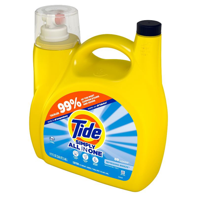 slide 9 of 10, Tide Simply Refreshing Breeze Clean & Fresh HE Liquid Laundry Detergent 89 Loads - 117 fl oz, 117 fl oz