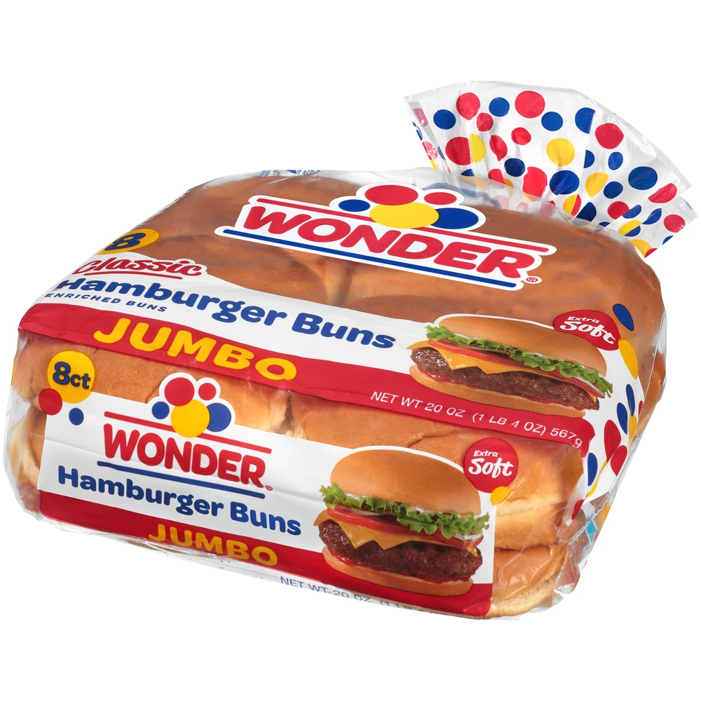 Wonder Classic Jumbo Hamburger Buns 8 CT Shipt