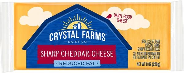 slide 1 of 1, Crystal Farms Reduced Fat Sharp Cheddar, 8 oz