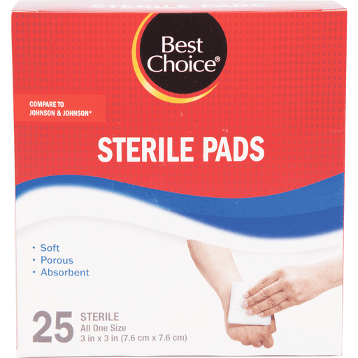 slide 1 of 1, Best Choice Sterile Gauze Pads 3X3, 25 ct