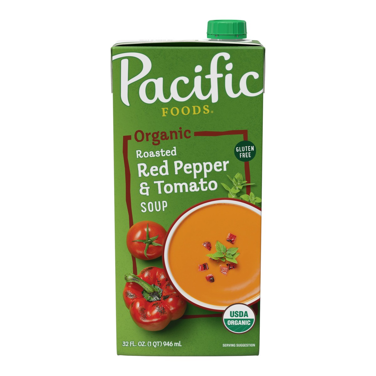 slide 1 of 5, Pacific Foods Organic Roasted Red Pepper and Tomato Soup, 32 fl oz Carton, 32 oz