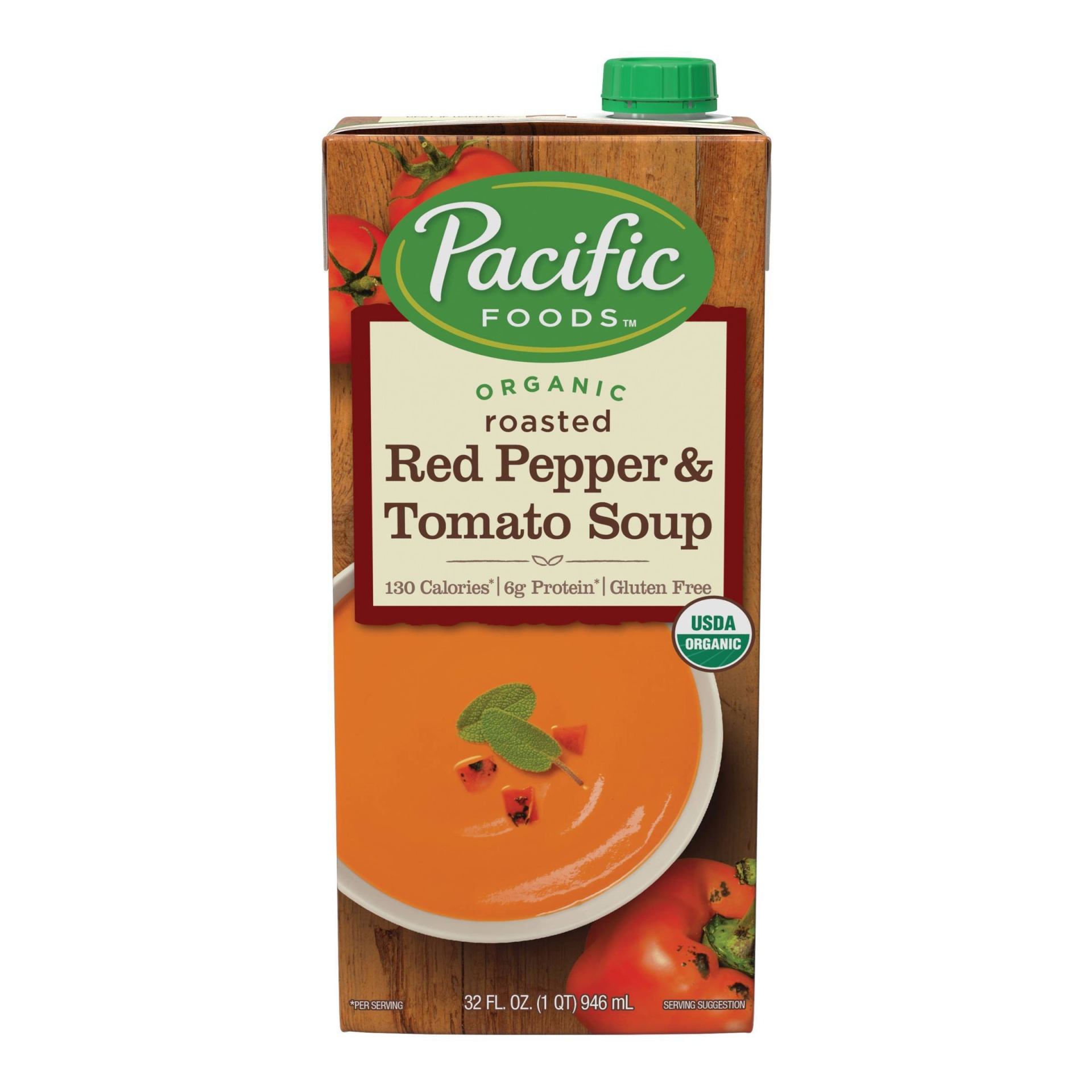 slide 1 of 9, Pacific Organic Roasted Red Pepper & Tomato Soup, 32 oz