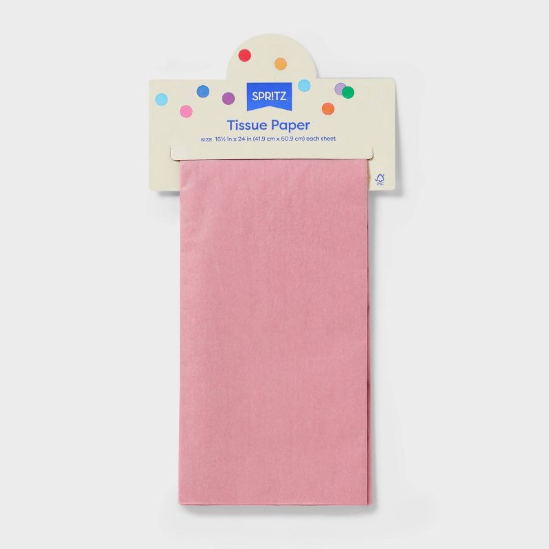 slide 3 of 3, 8ct Tissue Paper Pink - Spritz™: Gift Bag Tissue for Fall & Easter, Solid Pattern, 16.5" x 24", 8 ct