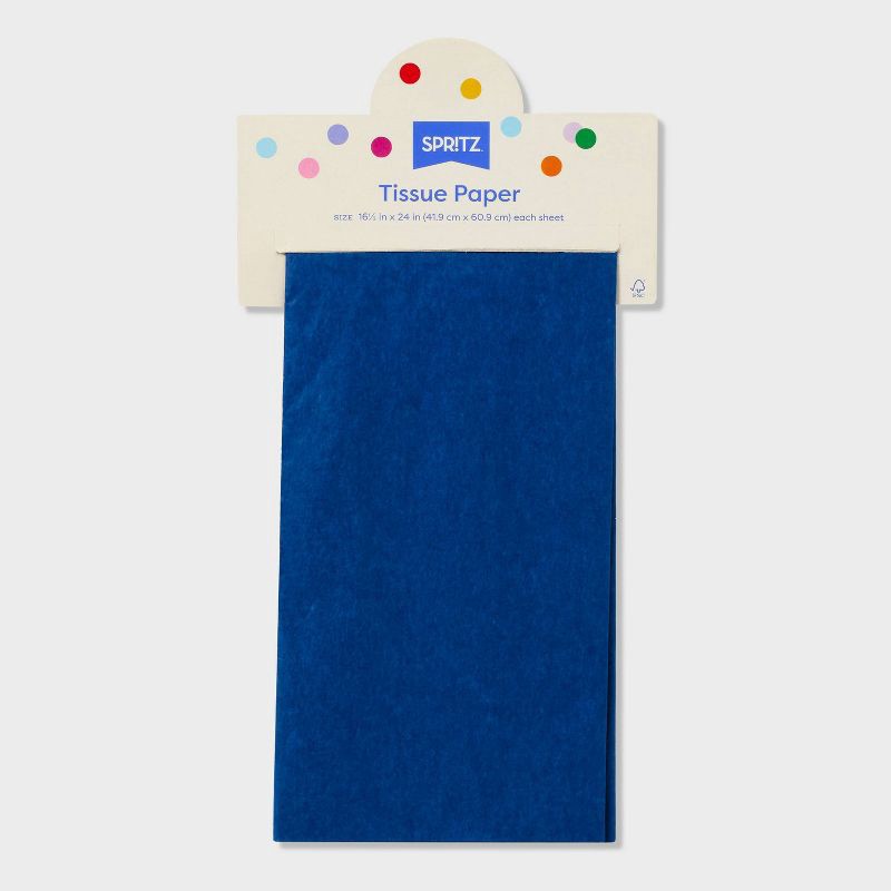 slide 3 of 3, 8ct Tissue Paper Blue - Spritz™: Gift Packaging Accessories, Solid Pattern, Fall Season, 16.5" x 24", 8 ct