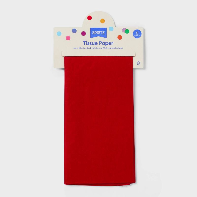 slide 3 of 3, 8ct Tissue Paper Red - Spritz™: Gift Packaging Accessories for All Occasions, Solid Pattern, 16.5" x 24", 8 ct