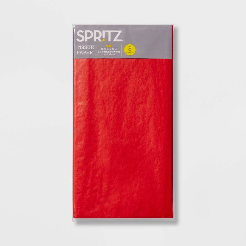 slide 3 of 3, 8ct Pegged Tissue Paper Red - Spritz™: Gift Packaging Accessories for All Occasions, Solid Pattern, 16.5" x 24", 8 ct