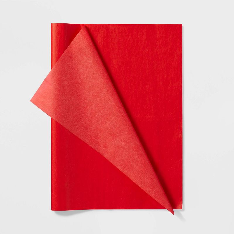 slide 1 of 3, 8ct Pegged Tissue Paper Red - Spritz™: Gift Packaging Accessories for All Occasions, Solid Pattern, 16.5" x 24", 8 ct