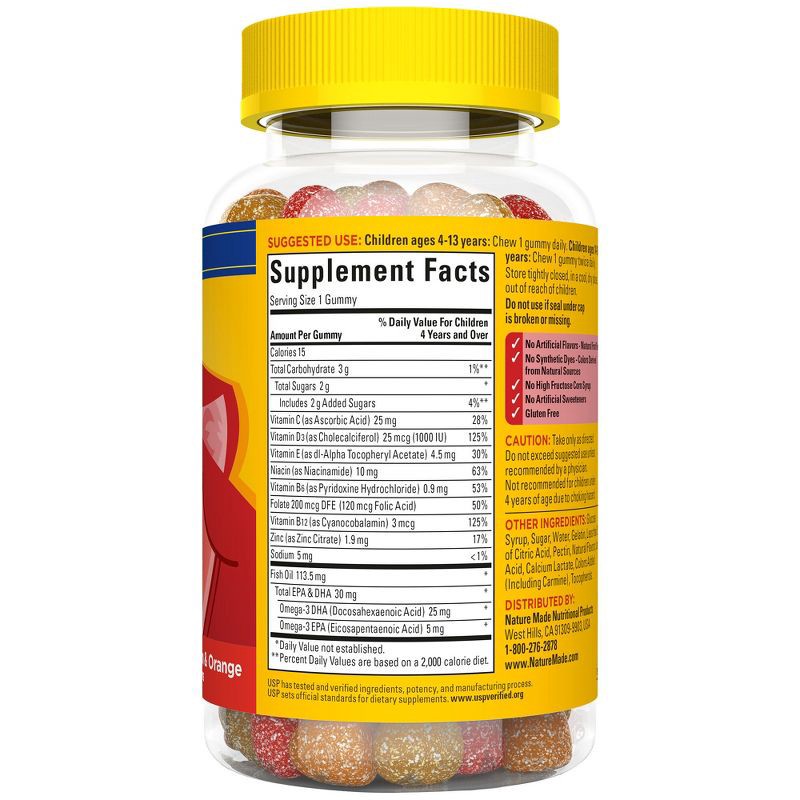 slide 2 of 9, Nature Made Kids First Multi Plus Omega 3 Kids Multivitamin Gummies - Strawberry, Lemon & Orange - 70ct, 70 ct