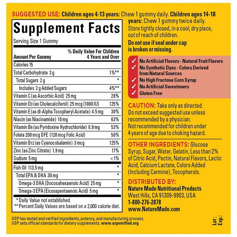 slide 3 of 9, Nature Made Kids First Multi Plus Omega 3 Kids Multivitamin Gummies - Strawberry, Lemon & Orange - 70ct, 70 ct