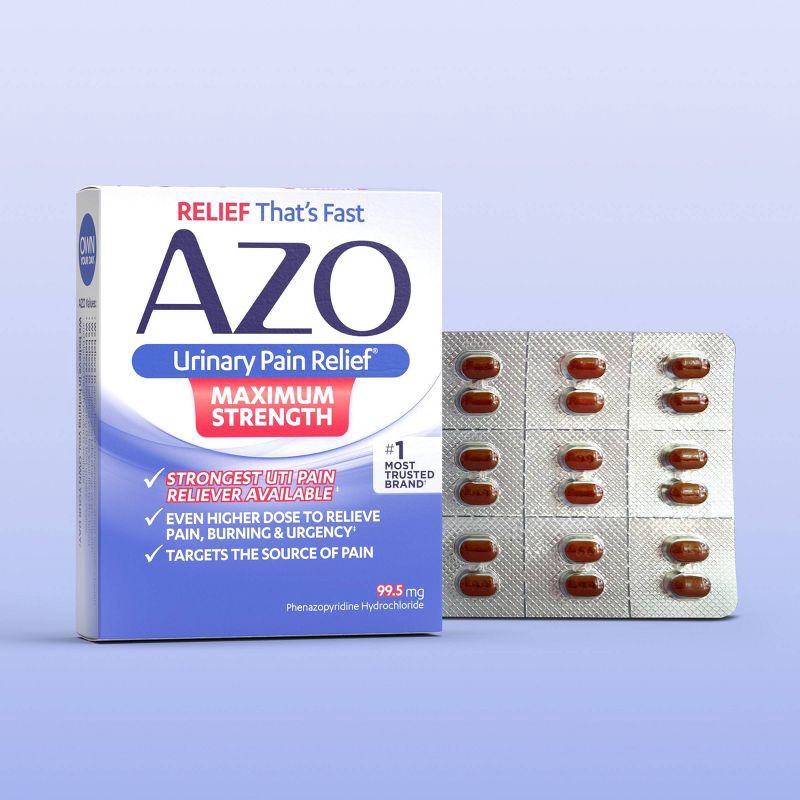 slide 2 of 8, AZO Maximum Strength Urinary Pain Relief, UTI Pain Reliever - 24ct, 24 ct