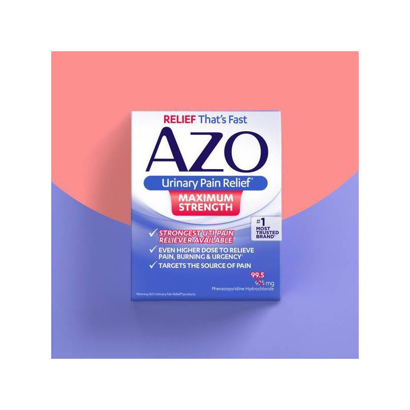 slide 7 of 8, AZO Maximum Strength Urinary Pain Relief, UTI Pain Reliever - 24ct, 24 ct