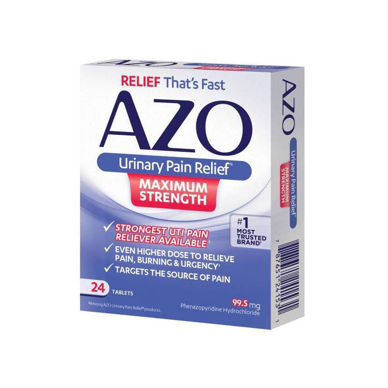 slide 8 of 8, AZO Maximum Strength Urinary Pain Relief, UTI Pain Reliever - 24ct, 24 ct