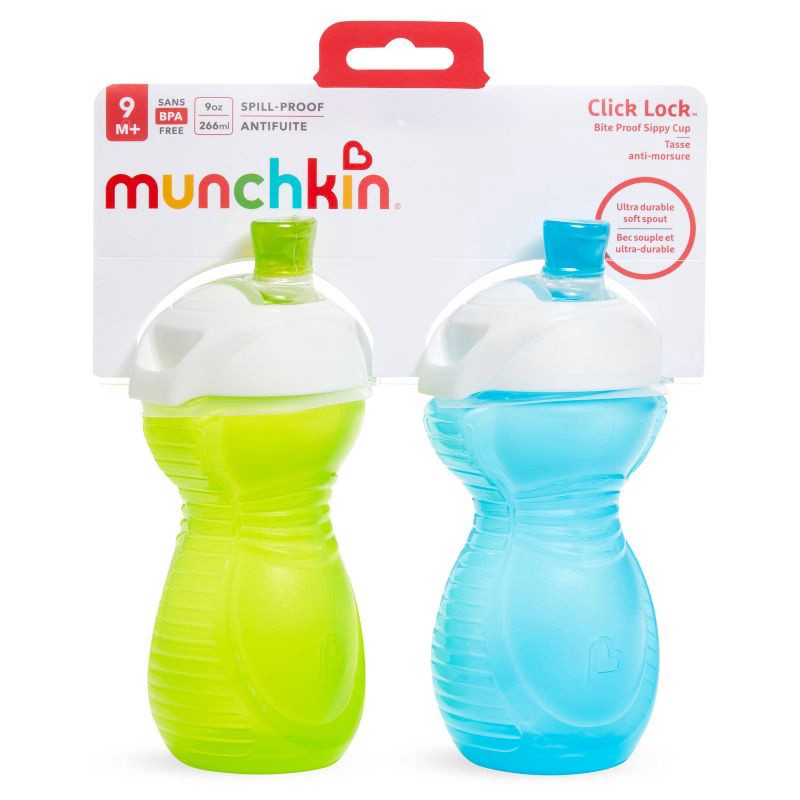 slide 6 of 6, Munchkin Click Lock 9oz Bite Proof Sippy Cup - 2pk - Blue/Green, 2 ct; 9 oz