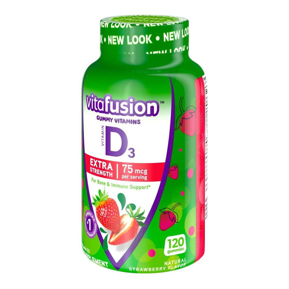 slide 5 of 8, Vitafusion Extra Strength D3 Dietary Supplement Adult Gummies - Strawberry - 120ct, 120 ct
