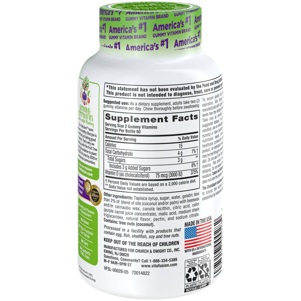 slide 4 of 8, Vitafusion Extra Strength D3 Dietary Supplement Adult Gummies - Strawberry - 120ct, 120 ct