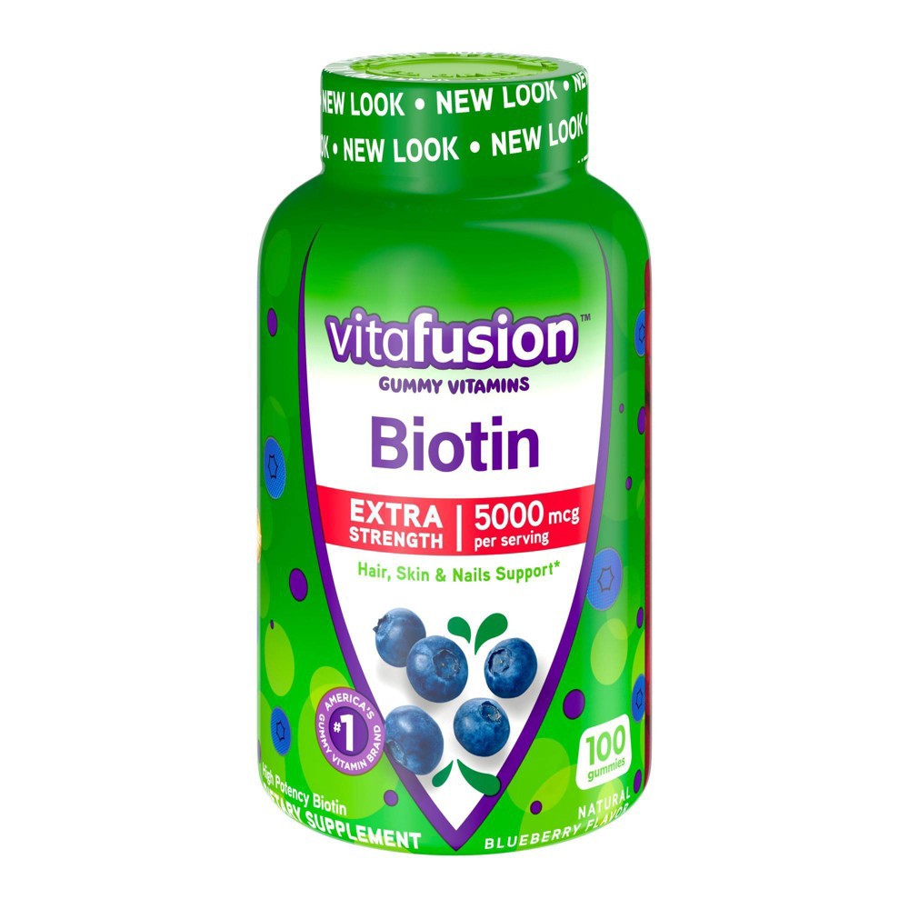 slide 2 of 9, Vitafusion Extra Strength Biotin Gummies - Blueberry - 100ct, 100 ct