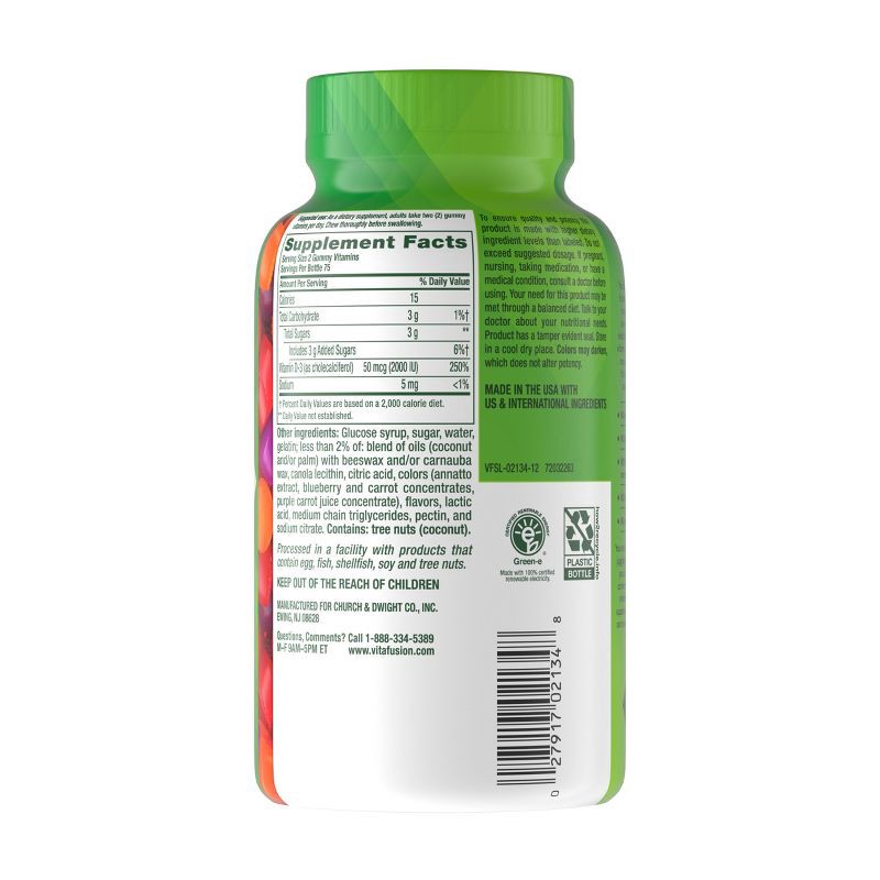 slide 6 of 11, Vitafusion Vitamin D3 Gummy Vitamins - Peach, Blackberry and Strawberry Flavored - 150ct, 150 ct