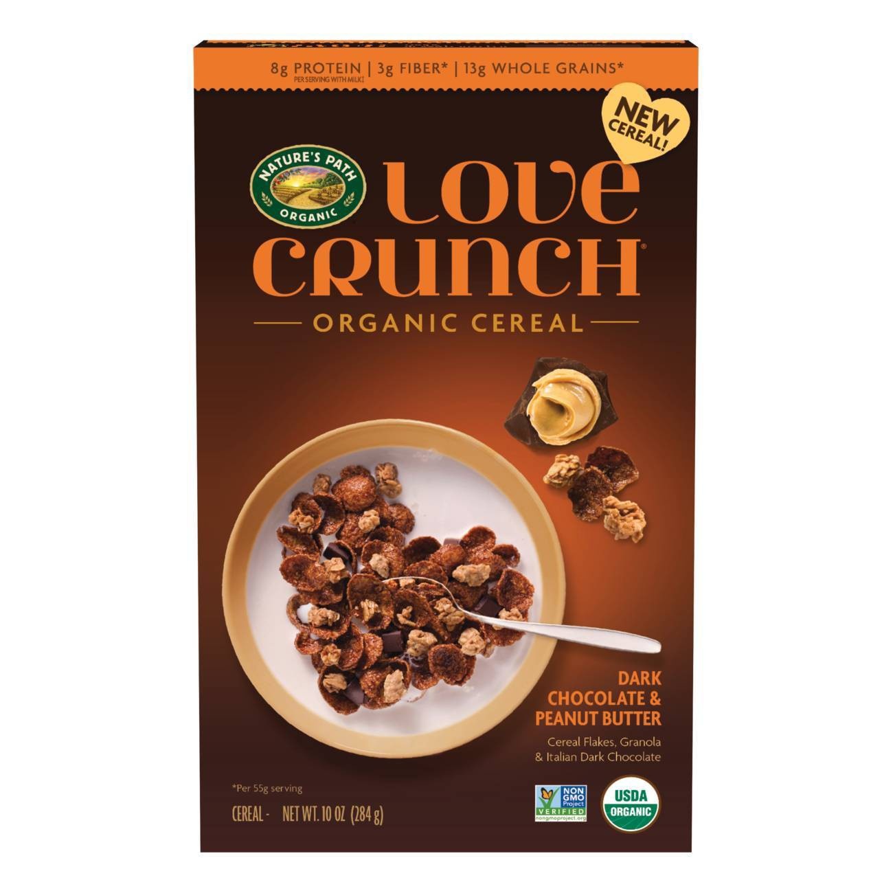 slide 1 of 1, Nature Valley Love Crunch Organic Dark Chocolate & Peanut Butter Breakfast Cereal, 10 oz