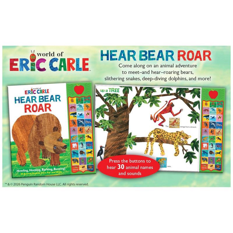 slide 3 of 6, World of Eric Carle, Hear Bear Roar 30 Animal Sound (Hardcover), 1 ct
