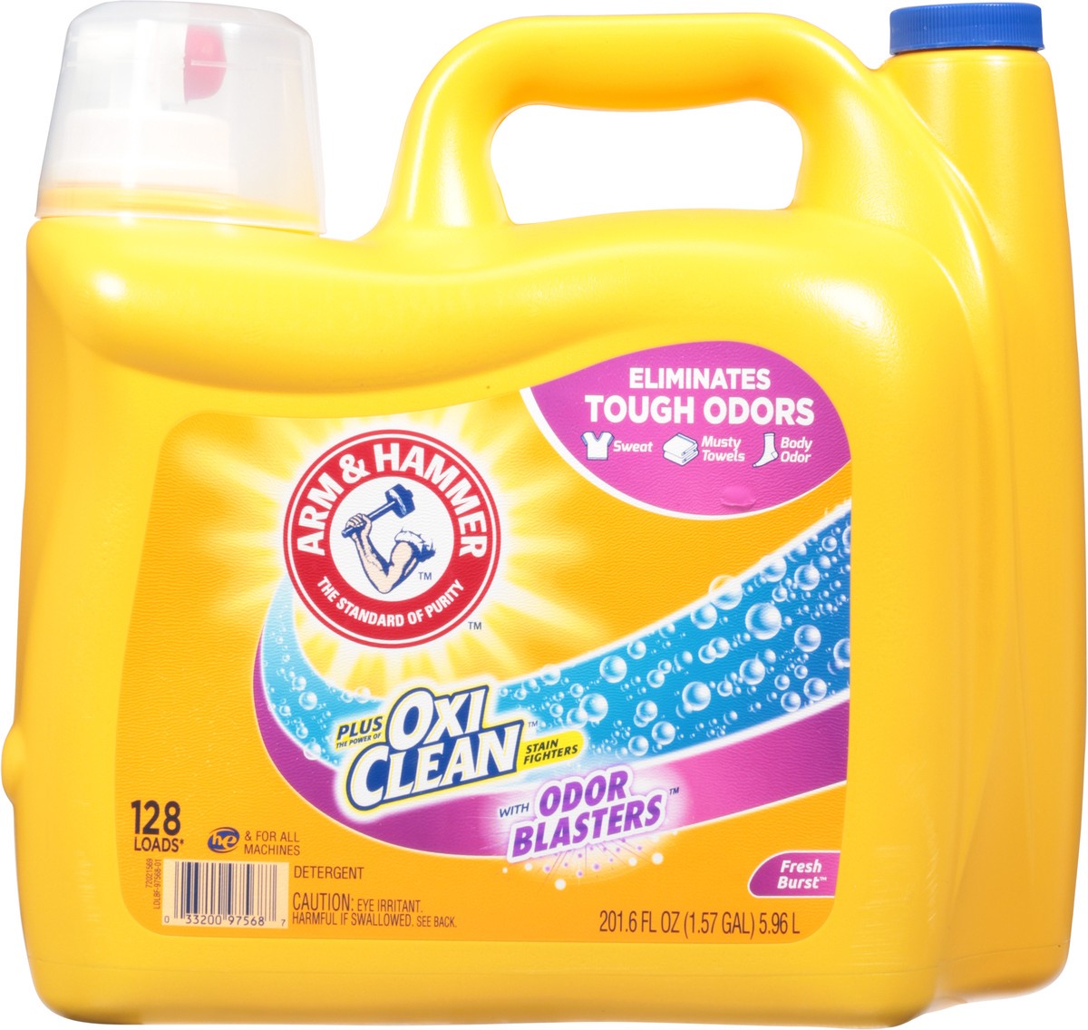 slide 2 of 11, ARM & HAMMER Plus OxiClean Stain Fighters Fresh Burst Detergent 201.6 fl oz, 224 oz