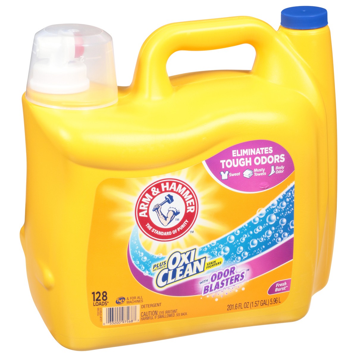slide 3 of 11, ARM & HAMMER Plus OxiClean Stain Fighters Fresh Burst Detergent 201.6 fl oz, 224 oz