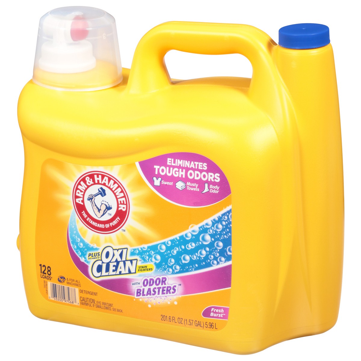 slide 4 of 11, ARM & HAMMER Plus OxiClean Stain Fighters Fresh Burst Detergent 201.6 fl oz, 224 oz