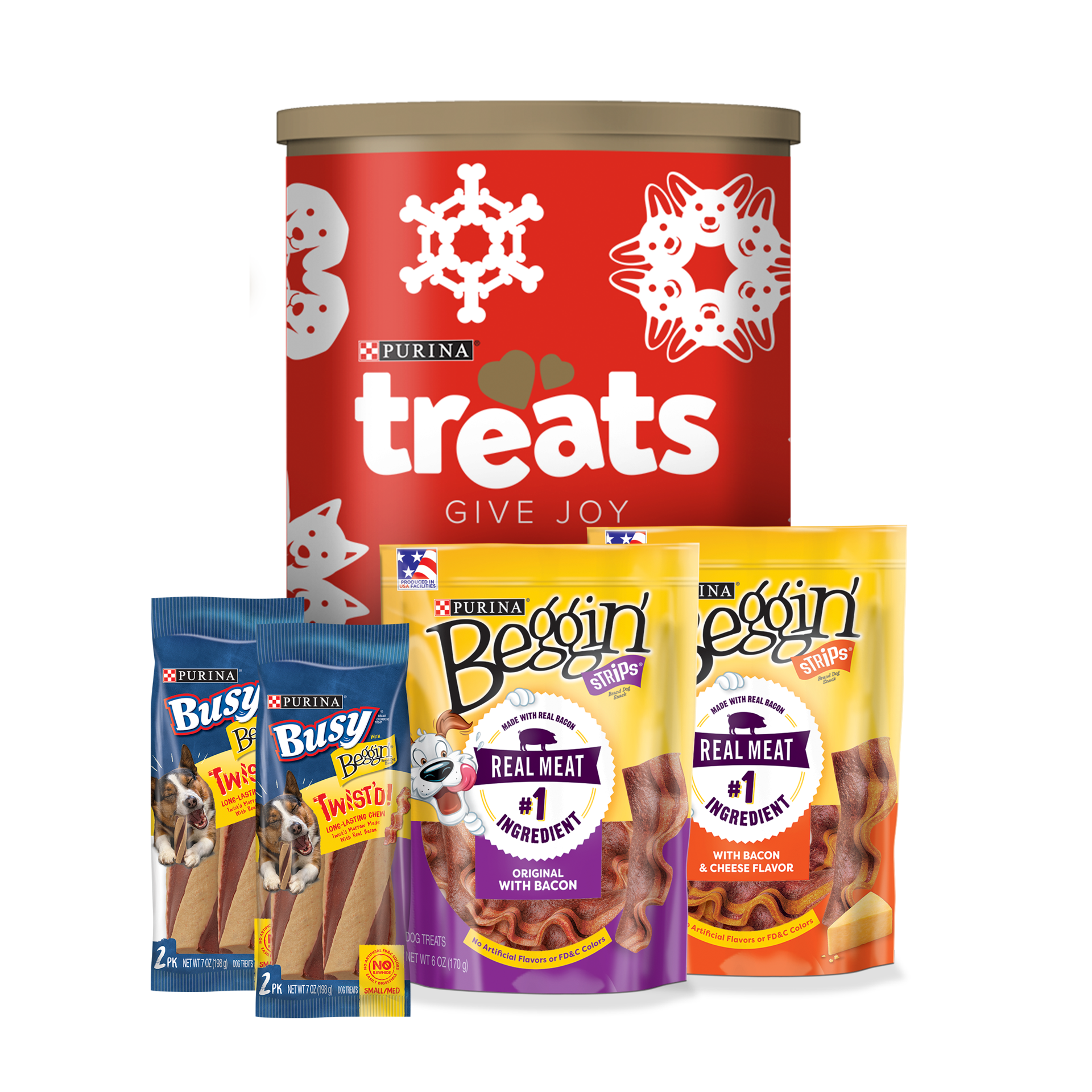 slide 1 of 2, Beggin' Purina Beggin' With Busy Holiday Dog Treats, Holiday Tin, 1 ct