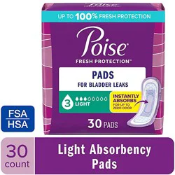 Poise Incontinence Pads 3 Drop Absorbency Incontinence Pads - 30 Count