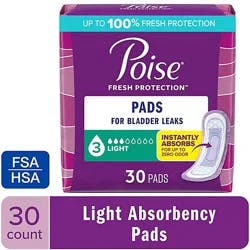 Poise Incontinence Pads 3 Drop Absorbency Incontinence Pads - 30 Count