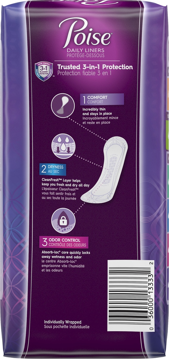 Poise Incontinence Panty Liners, Very Light Absorbency, 44 - 48 Liners 