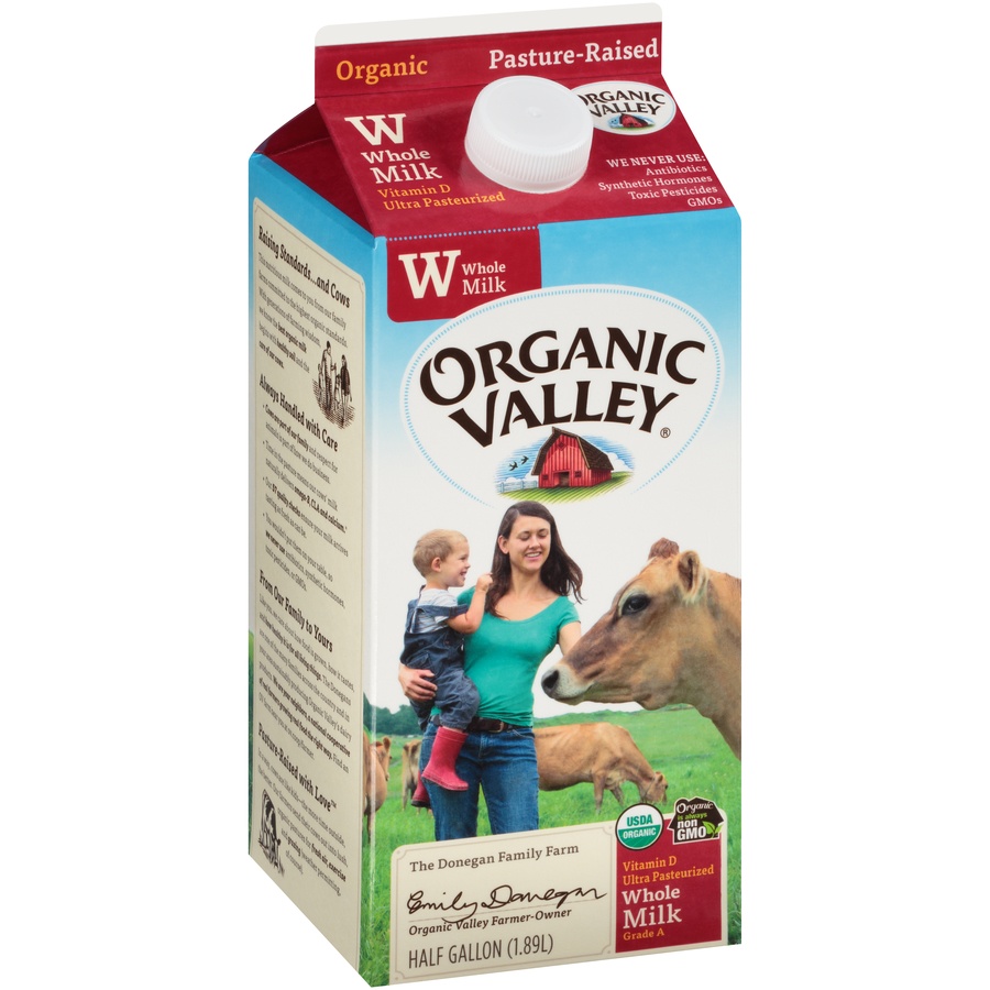 slide 8 of 8, Organic Valley Ultra Pasturized Whole Milk, 1/2 gal