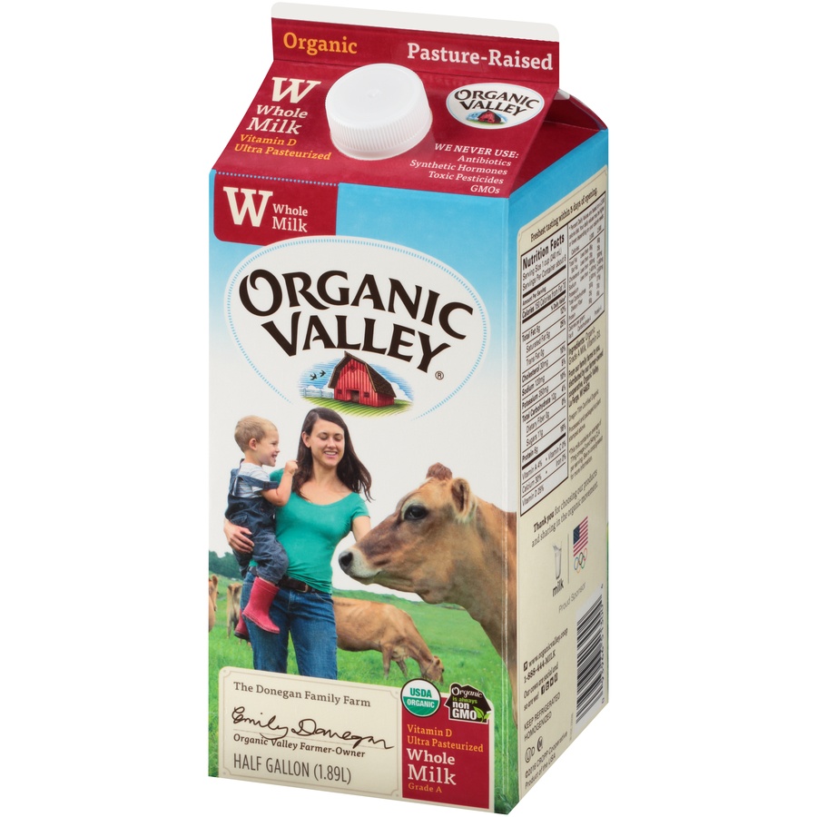 slide 2 of 8, Organic Valley Ultra Pasturized Whole Milk, 1/2 gal