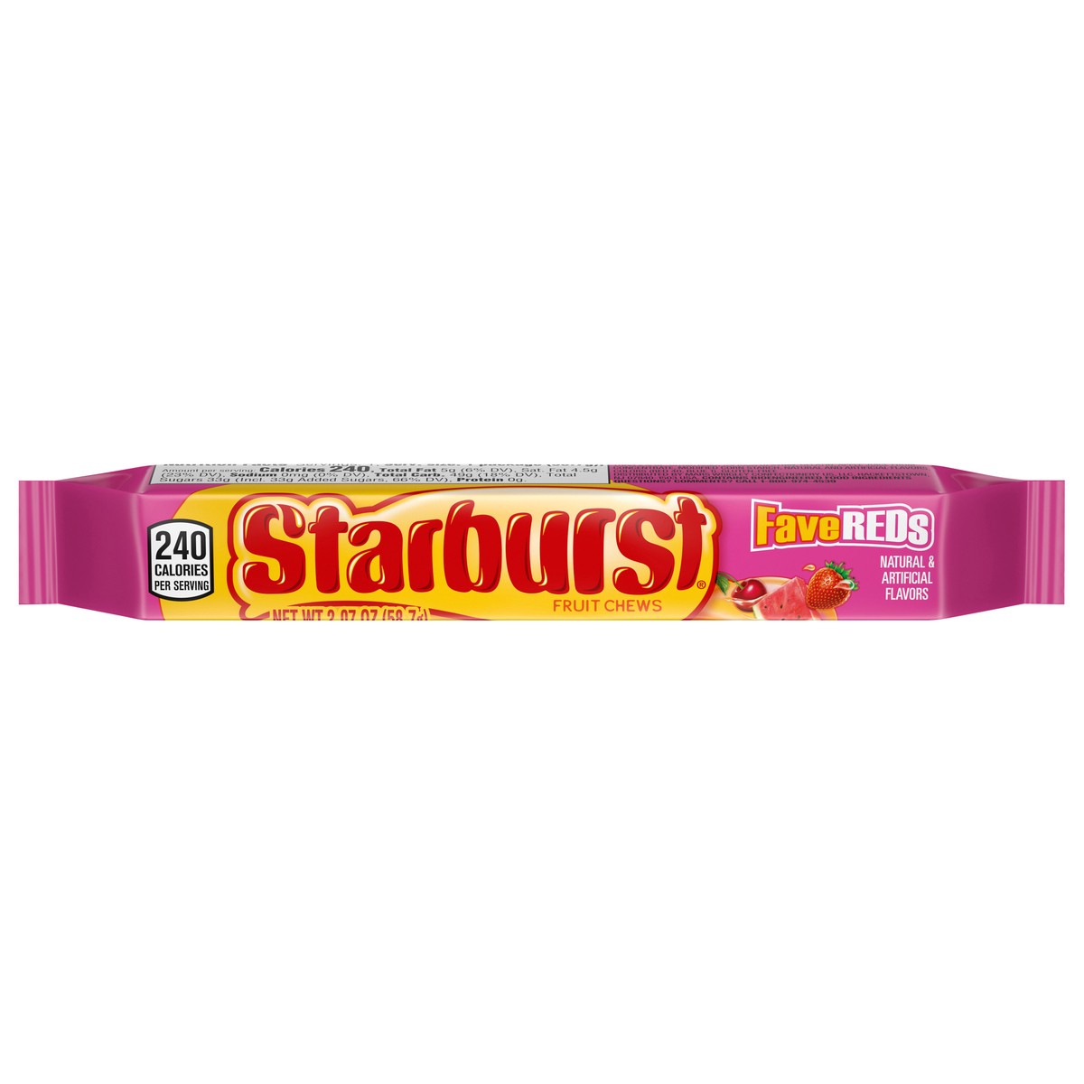 slide 1 of 6, STARBURST FaveREDs Fruit Chews Chewy Candy, Full Size, 2.07 oz, 2.07 oz