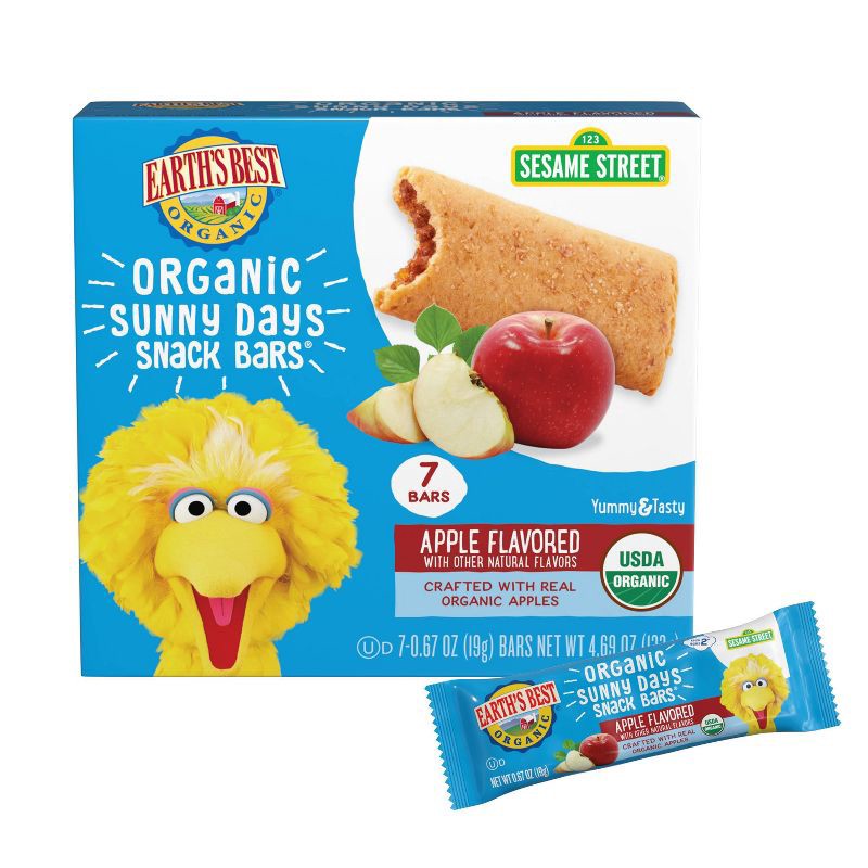 slide 1 of 10, Earth's Best Organic Apple Toddler Snack Bars Sesame Street Sunny Days - 7ct, 7 ct