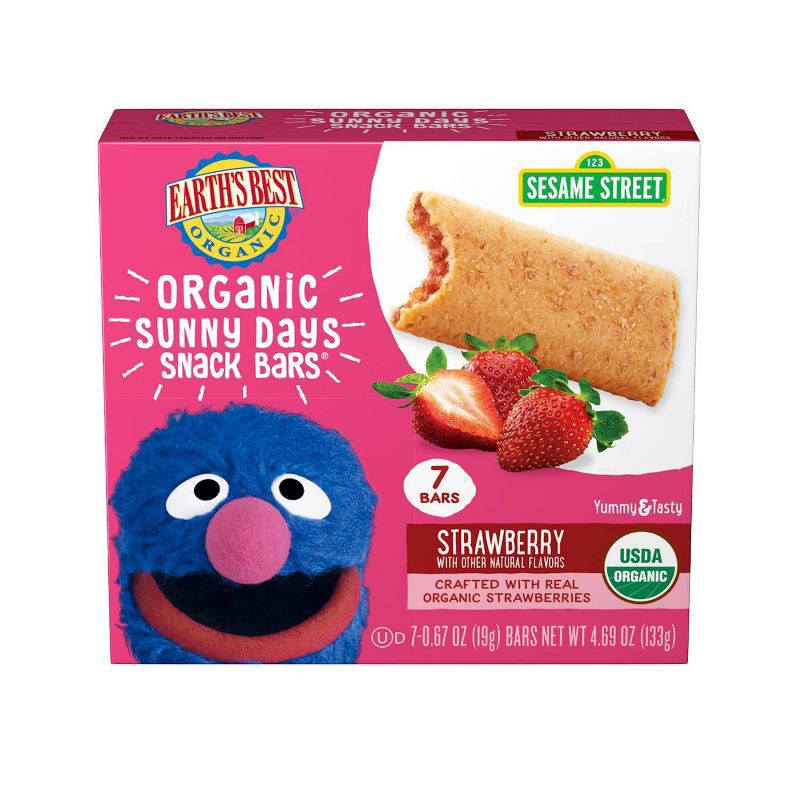 slide 1 of 5, Earth's Best Sesame Street Organic Sunny Days Strawberry Snack Bars - 7ct/0.67oz Each, 7 ct, 0.67 oz