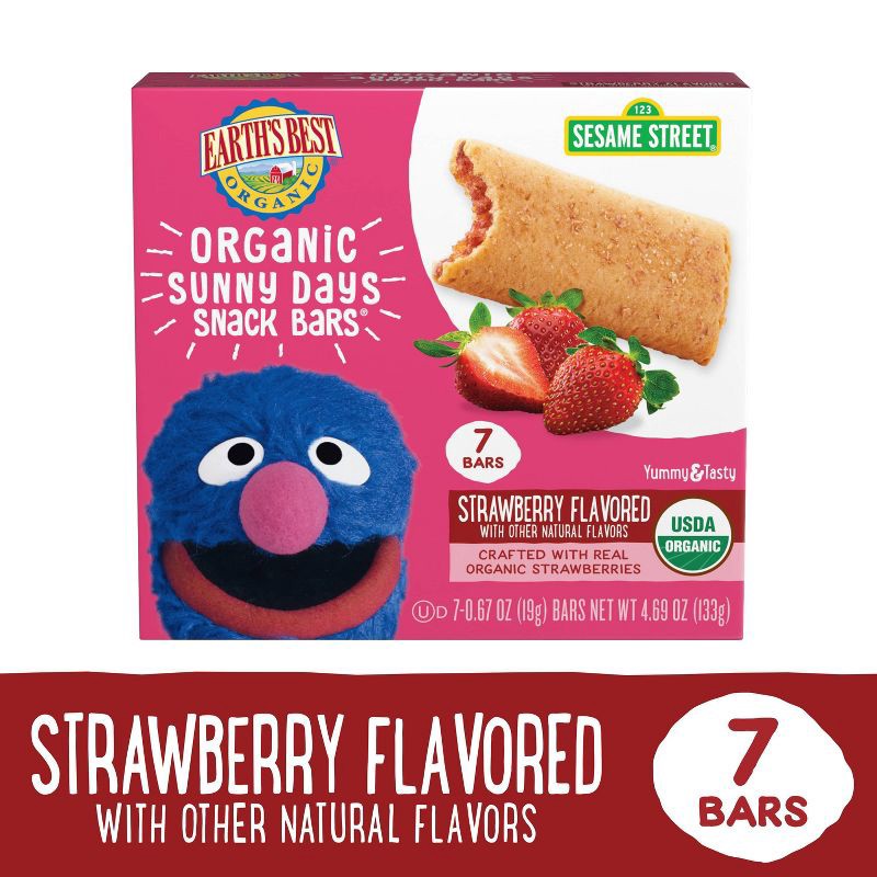 slide 9 of 10, Earth's Best Organic Strawberry Toddler Snack Bars Sesame Street Sunny Days - 7ct, 7 ct