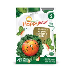 HappyBaby 4pk Organic Apples Spinach & Kale Baby Food Pouch - 16oz