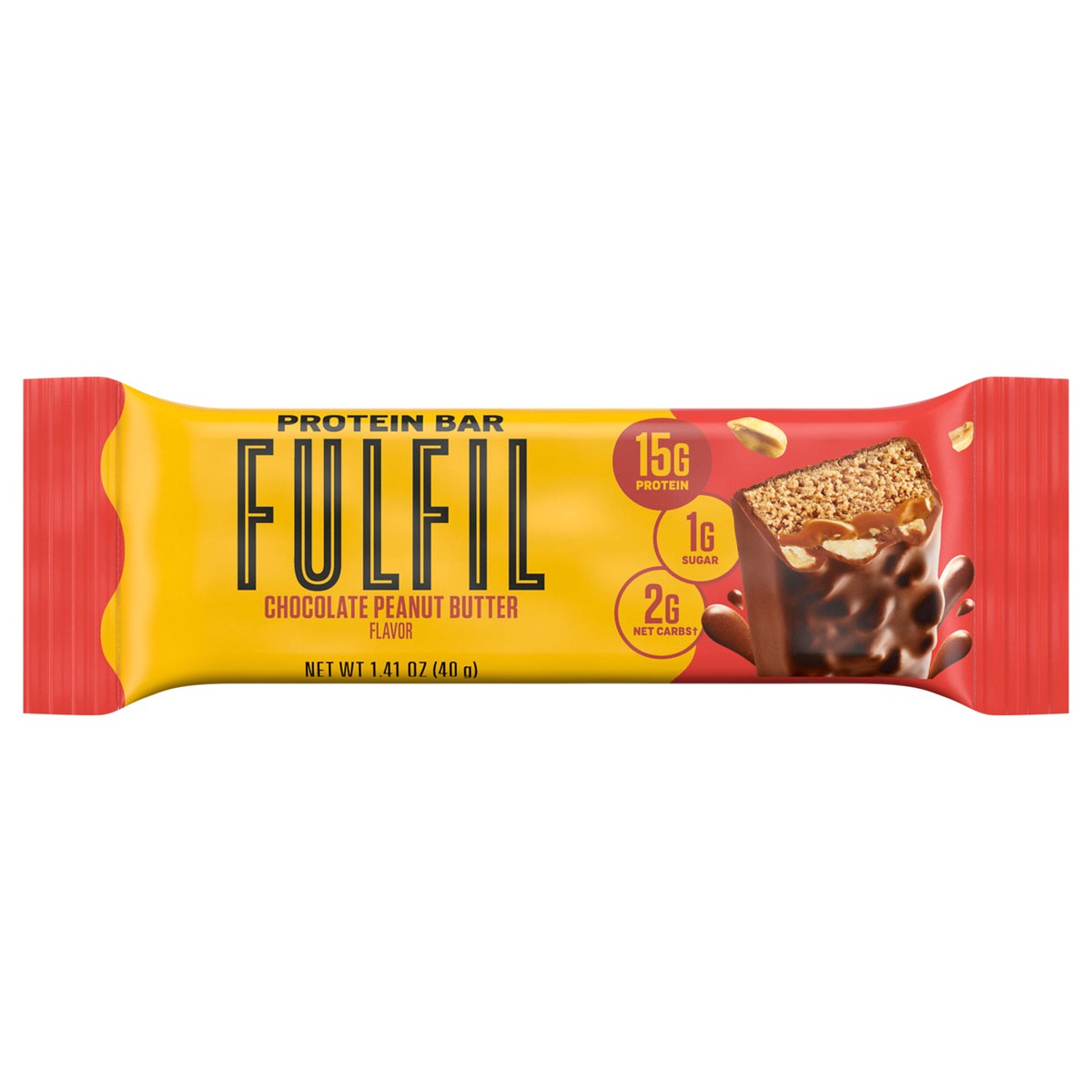 slide 1 of 12, FULFIL Chocolate Peanut Butter Flavored Protein Bar, 1.41 oz, 1.41 oz