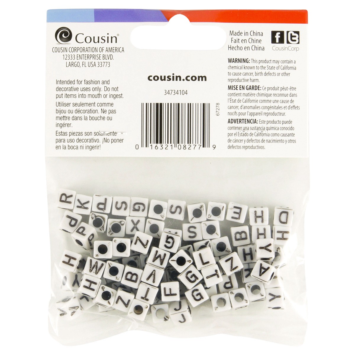 slide 5 of 5, Cousin Square White Pony Beads, 85 ct