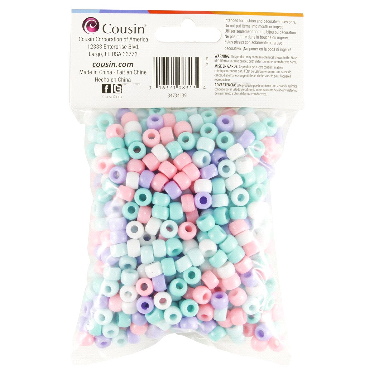 slide 2 of 2, Cousin Pastel Pony Beads, 700 ct