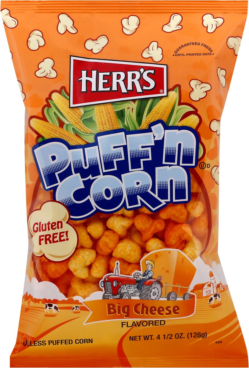 slide 9 of 10, Herr's Puffed Corn, Gluten Free, Big Cheese Flavored, 4.5 oz