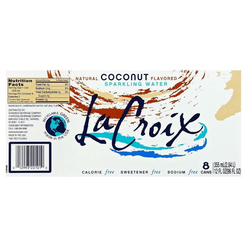 slide 6 of 7, LaCroix Sparkling Water Coconut - 8pk/12 fl oz Cans, 8 ct; 12 fl oz