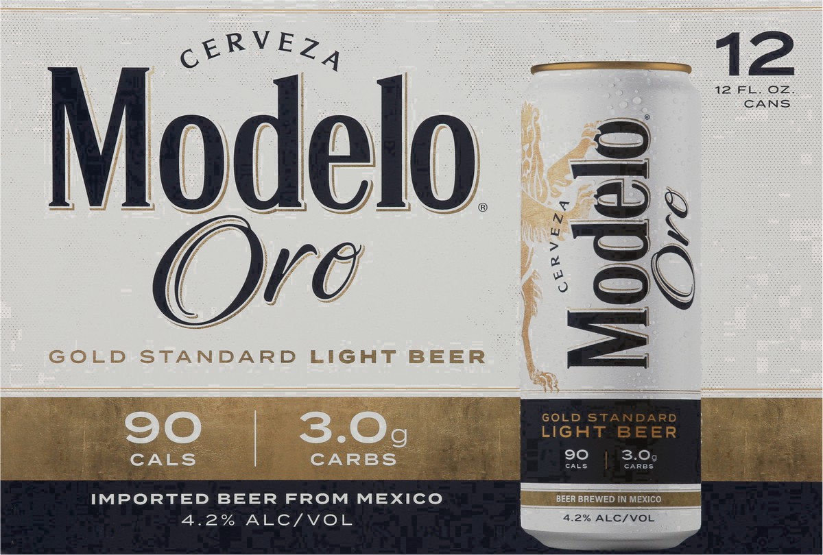 slide 16 of 45, Modelo Oro Mexican Lager Import Light Beer, 12 pk 12 fl oz Cans, 4.0% ABV, 12 ct