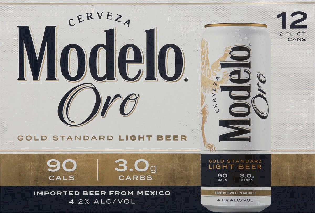 slide 12 of 45, Modelo Oro Mexican Lager Import Light Beer, 12 pk 12 fl oz Cans, 4.0% ABV, 12 ct