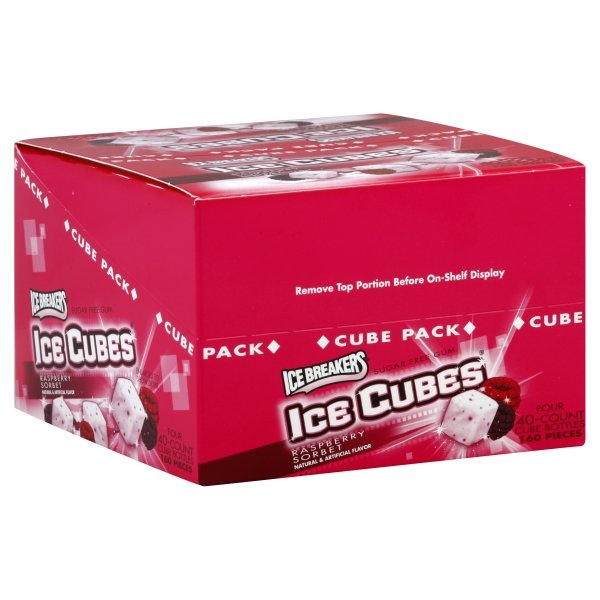 slide 1 of 3, Ice Breakers Ice Cubes Raspberry Sorbet, 4 ct