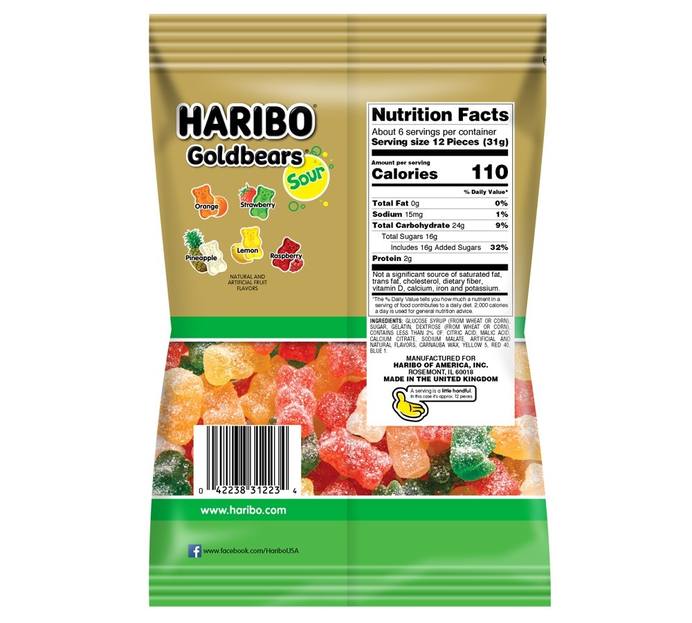 slide 2 of 3, HARIBO Sour Gold Bears, 7 oz